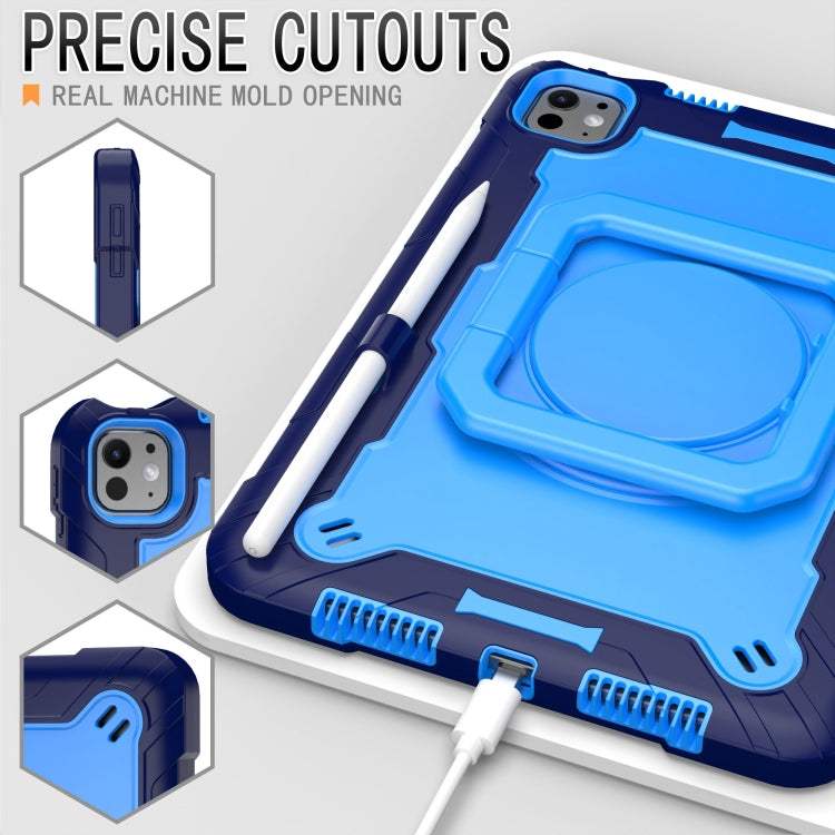 For iPad Pro 11 2024 Handle Grip Holder Silicone Hybrid PC Tablet Case with Strap(Navy Blue Blue) - iPad Pro 11 2024 Cases by PMC TechLife | Online Shopping South Africa | PMC TechLife | Buy Now Pay Later Mobicred