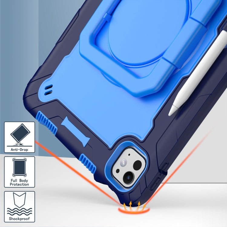 For iPad Pro 11 2024 Handle Grip Holder Silicone Hybrid PC Tablet Case with Strap(Navy Blue Blue) - iPad Pro 11 2024 Cases by PMC TechLife | Online Shopping South Africa | PMC TechLife | Buy Now Pay Later Mobicred