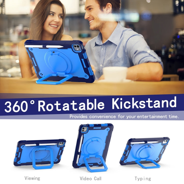 For iPad Pro 11 2024 Handle Grip Holder Silicone Hybrid PC Tablet Case with Strap(Navy Blue Blue) - iPad Pro 11 2024 Cases by PMC TechLife | Online Shopping South Africa | PMC TechLife | Buy Now Pay Later Mobicred