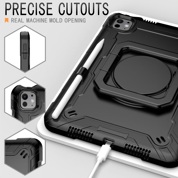 For iPad Pro 11 2024 Handle Grip Holder Silicone Hybrid PC Tablet Case with Strap(Black) - iPad Pro 11 2024 Cases by PMC TechLife | Online Shopping South Africa | PMC TechLife | Buy Now Pay Later Mobicred