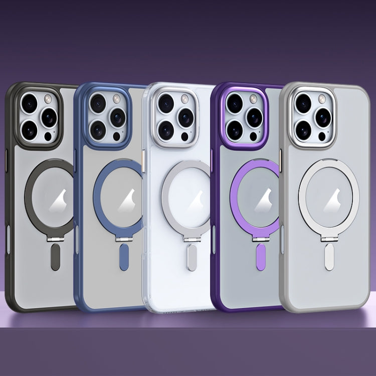 For iPhone 16 Pro Max MagSafe Airbag Shockproof Frosted Phone Case with Fold Holder(Black) - iPhone 16 Pro Max Cases by PMC TechLife | Online Shopping South Africa | PMC TechLife | Buy Now Pay Later Mobicred