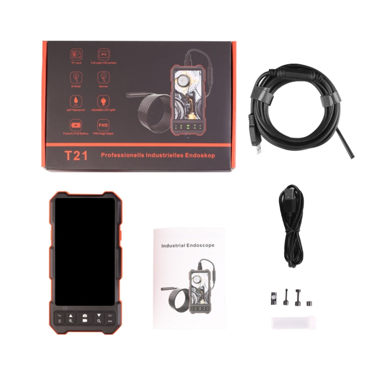T21 4.5 inch IPS Color Screen 7.9mm Dual Camera Split Hard Cable Industrial Endoscope, Length:5m(Black Red) -  by PMC TechLife | Online Shopping South Africa | PMC TechLife | Buy Now Pay Later Mobicred