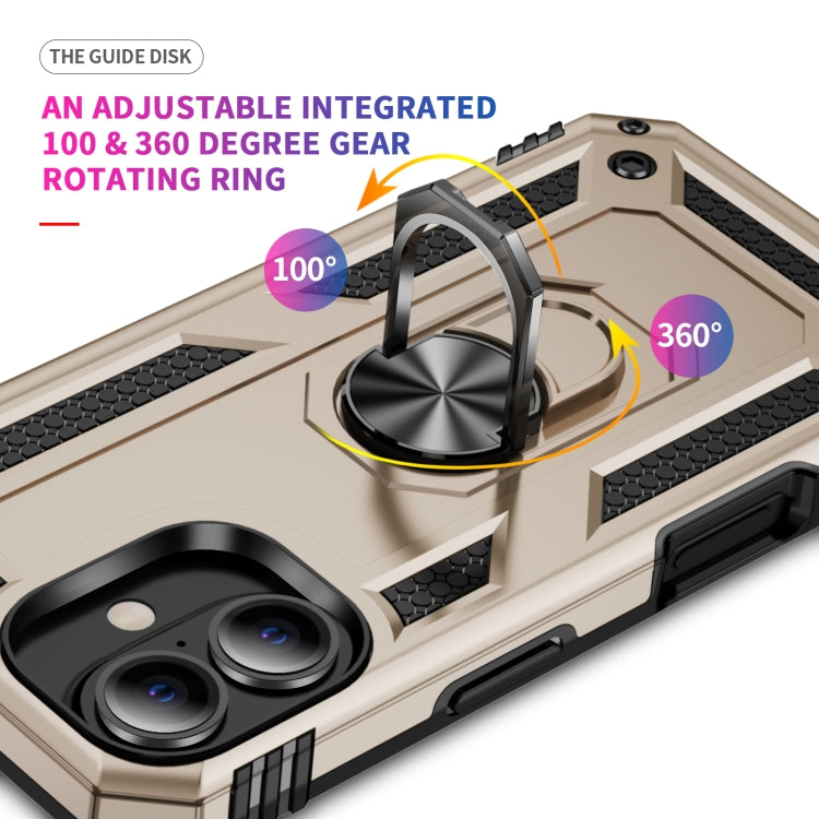 For iPhone 16 Shockproof TPU Hybrid PC Phone Case with Holder(Gold) - iPhone 16 Cases by PMC TechLife | Online Shopping South Africa | PMC TechLife | Buy Now Pay Later Mobicred