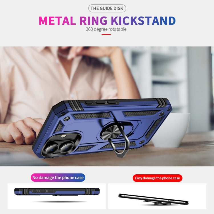 For iPhone 16 Shockproof TPU Hybrid PC Phone Case with Holder(Blue) - iPhone 16 Cases by PMC TechLife | Online Shopping South Africa | PMC TechLife | Buy Now Pay Later Mobicred