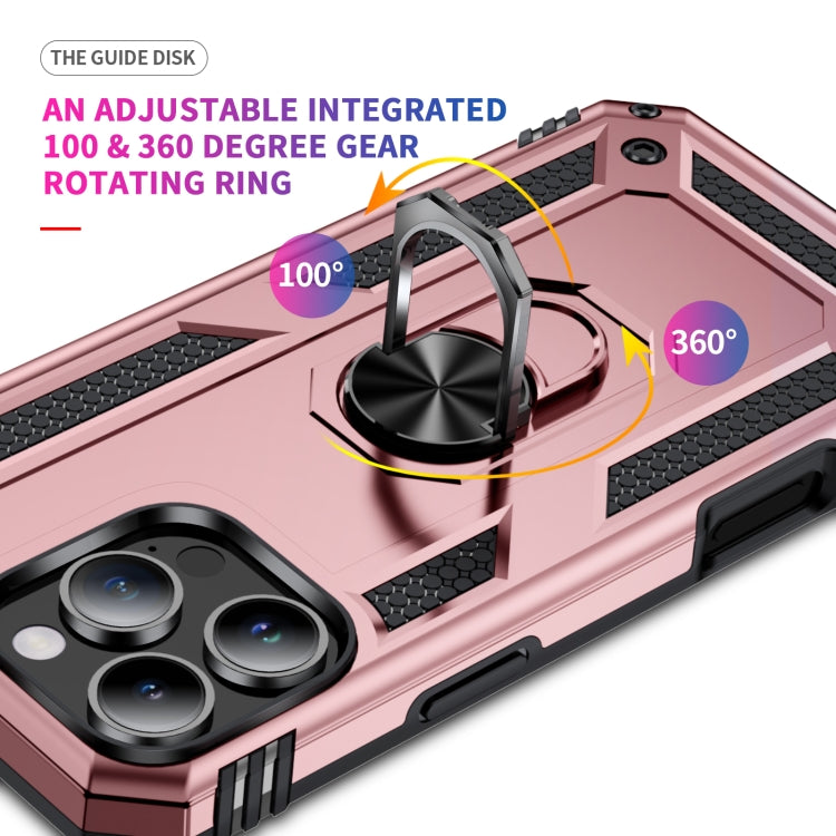 For iPhone 16 Pro Shockproof TPU Hybrid PC Phone Case with Holder(Rose Gold) - iPhone 16 Pro Cases by PMC TechLife | Online Shopping South Africa | PMC TechLife | Buy Now Pay Later Mobicred