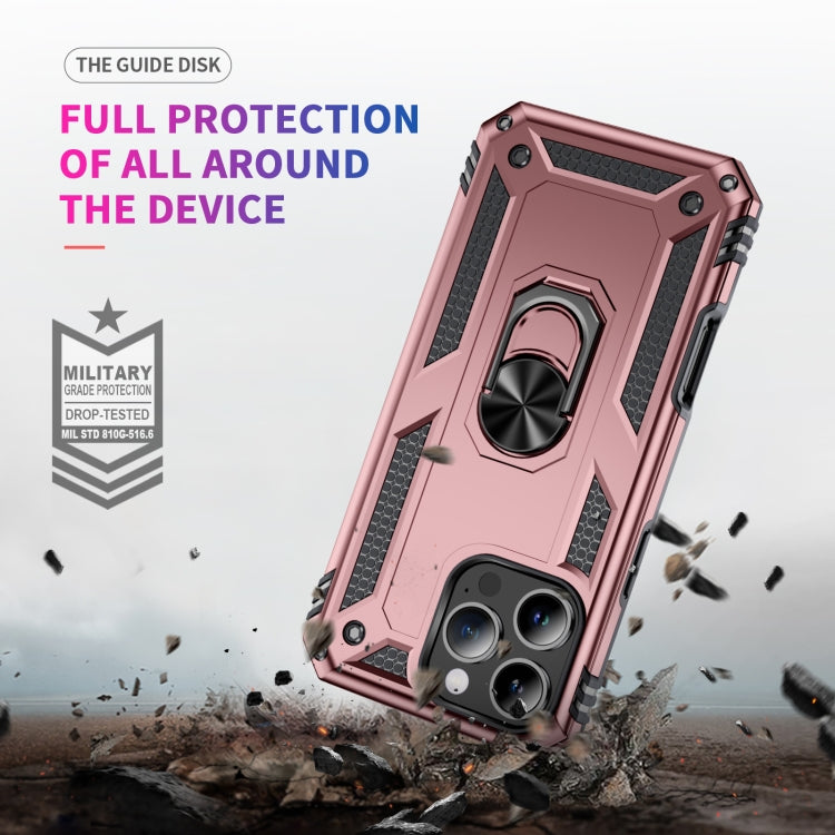 For iPhone 16 Pro Shockproof TPU Hybrid PC Phone Case with Holder(Rose Gold) - iPhone 16 Pro Cases by PMC TechLife | Online Shopping South Africa | PMC TechLife | Buy Now Pay Later Mobicred