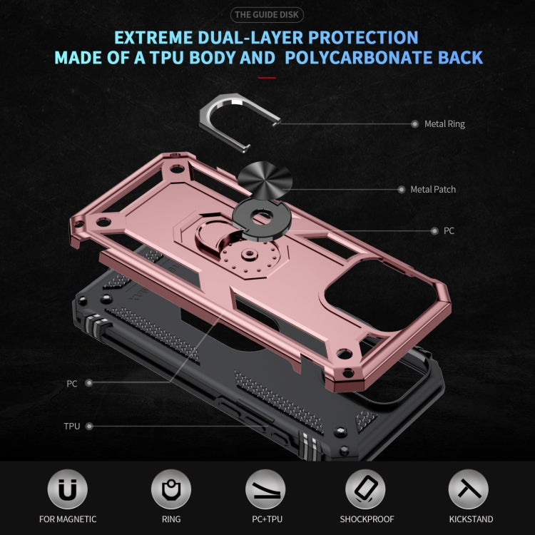 For iPhone 16 Pro Shockproof TPU Hybrid PC Phone Case with Holder(Rose Gold) - iPhone 16 Pro Cases by PMC TechLife | Online Shopping South Africa | PMC TechLife | Buy Now Pay Later Mobicred