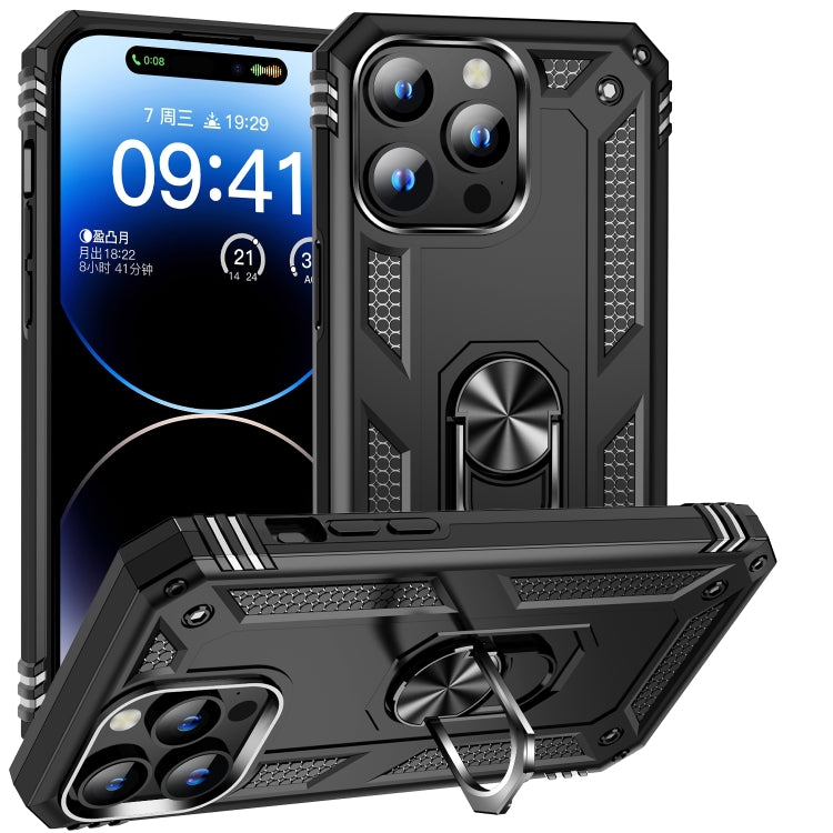 For iPhone 16 Pro Max Shockproof TPU Hybrid PC Phone Case with Holder(Black) - iPhone 16 Pro Max Cases by PMC TechLife | Online Shopping South Africa | PMC TechLife | Buy Now Pay Later Mobicred