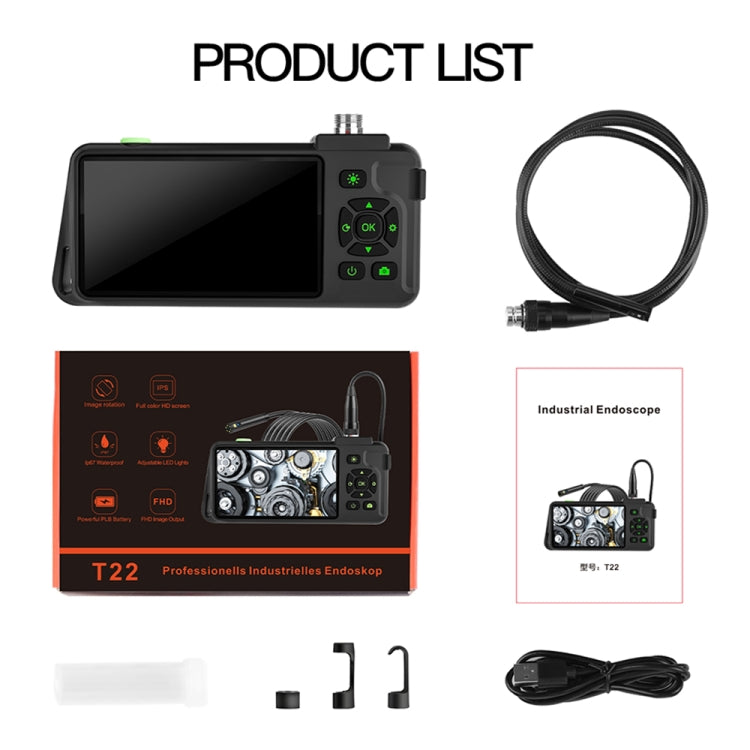 T22 4.5 inch IPS Color Screen 5.5mm Single Camera Hard Cable Industrial Endoscope, Length:3.5m(Black Orange) -  by PMC TechLife | Online Shopping South Africa | PMC TechLife | Buy Now Pay Later Mobicred