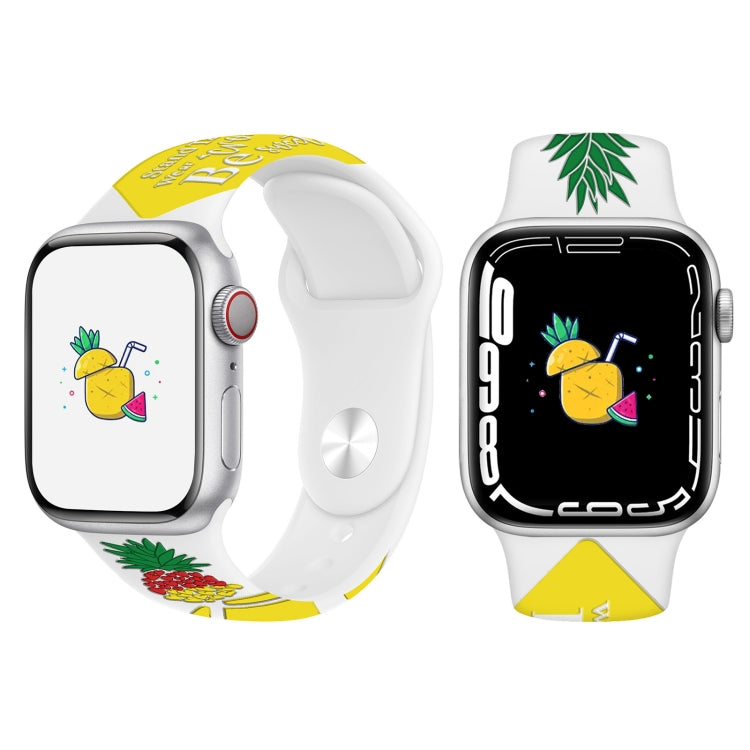 For Apple Watch SE 2023 44mm Embossed Color Printed Silicone Watch Band(Pineapple) - Watch Bands by PMc TechLife | Online Shopping South Africa | PMc TechLife | Buy Now Pay Later Mobicred