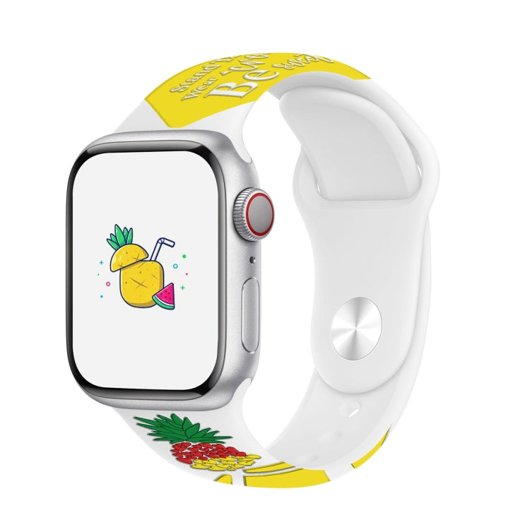 For Apple Watch SE 2023 44mm Embossed Color Printed Silicone Watch Band(Pineapple) - Watch Bands by PMc TechLife | Online Shopping South Africa | PMc TechLife | Buy Now Pay Later Mobicred
