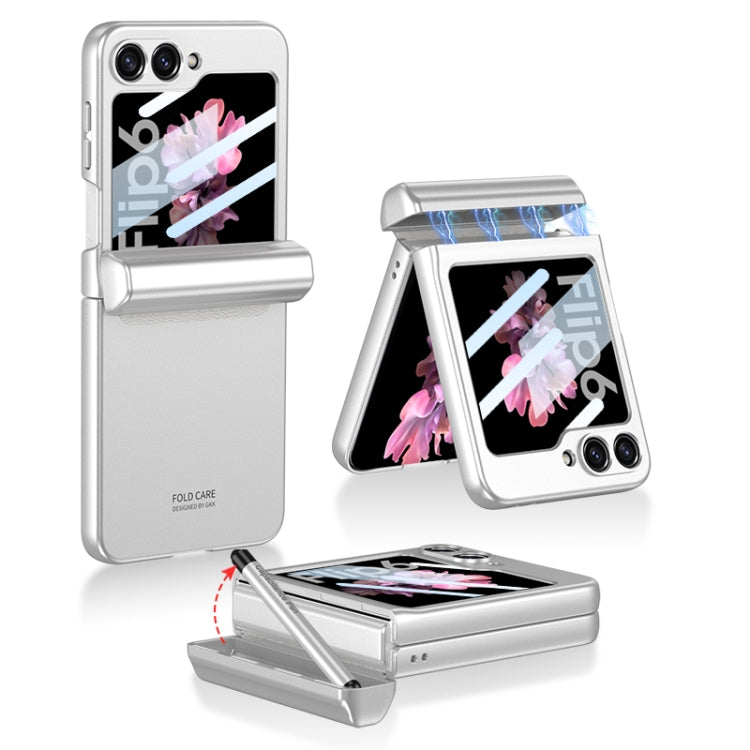 For Samsung Galaxy Z Flip6 / Flip7 FE GKK Integrated Magnetic Full Coverage Flip Phone Case with Pen Box+Pen(Silver) - free shipping - PMC Jewellery - Order now!