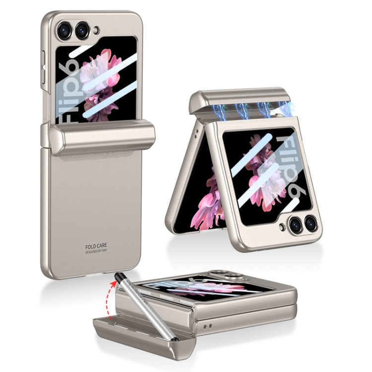 For Samsung Galaxy Z Flip6 / Flip7 FE GKK Integrated Magnetic Full Coverage Flip Phone Case with Pen Box+Pen(Gray) - free shipping - PMC Jewellery - Order now!