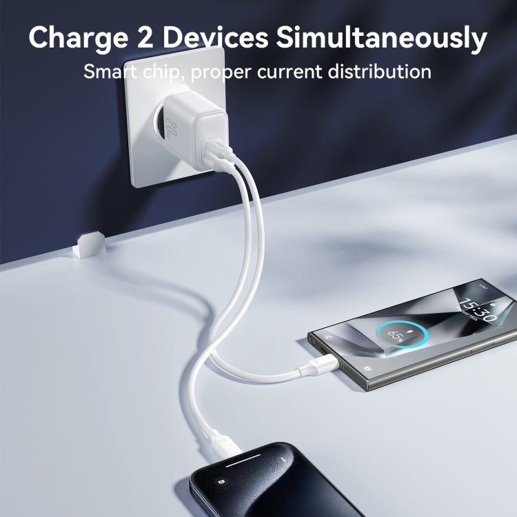 JOYROOM JR-TCF21 20W Dual Ports USB + Type-C Charger, Plug:EU Plug(White) - free shipping - PMC Jewellery - Order now!