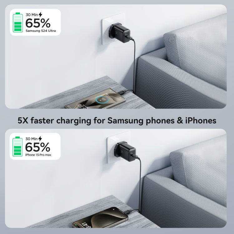 JOYROOM JR-TCF23 25W USB-C / Type-C Port Fast Charger Kit with Type-C to Type-C Cable, Plug:UK Plug(Black) - free shipping - PMC TechLife - Order now!