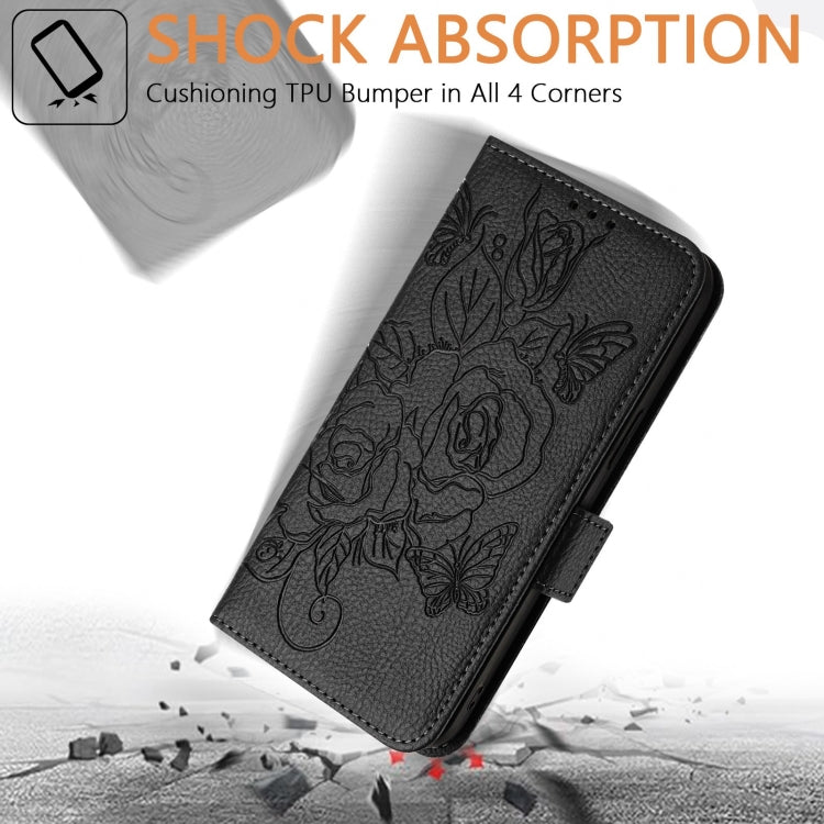 For Blackview A52 Embossed Rose RFID Anti-theft Leather Phone Case(Black) - More Brand by PMC TechLife | Online Shopping South Africa | PMC TechLife | Buy Now Pay Later Mobicred