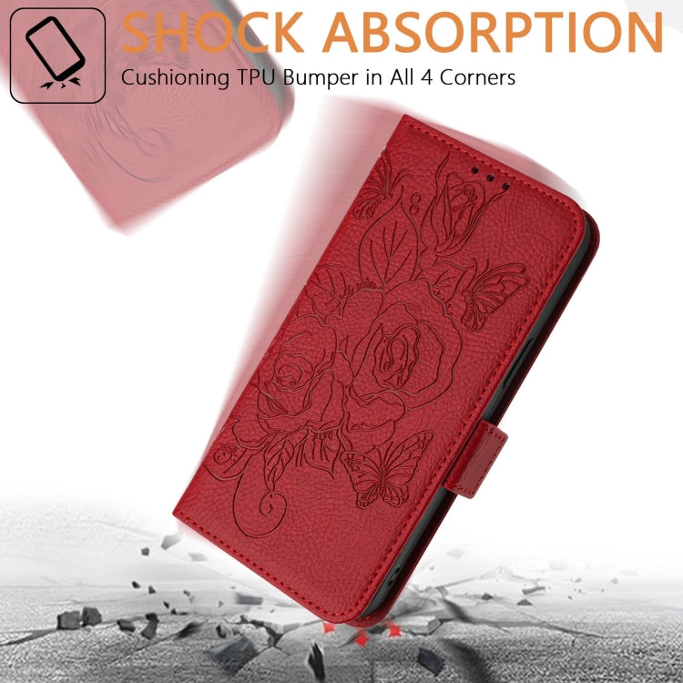 For Blackview A53 Embossed Rose RFID Anti-theft Leather Phone Case(Red) - More Brand by PMC TechLife | Online Shopping South Africa | PMC TechLife | Buy Now Pay Later Mobicred