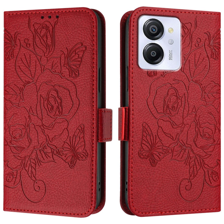 For Blackview Color 8 / Oscal Modern 8 Embossed Rose RFID Anti-theft Leather Phone Case(Red) - More Brand by PMC TechLife | Online Shopping South Africa | PMC TechLife | Buy Now Pay Later Mobicred