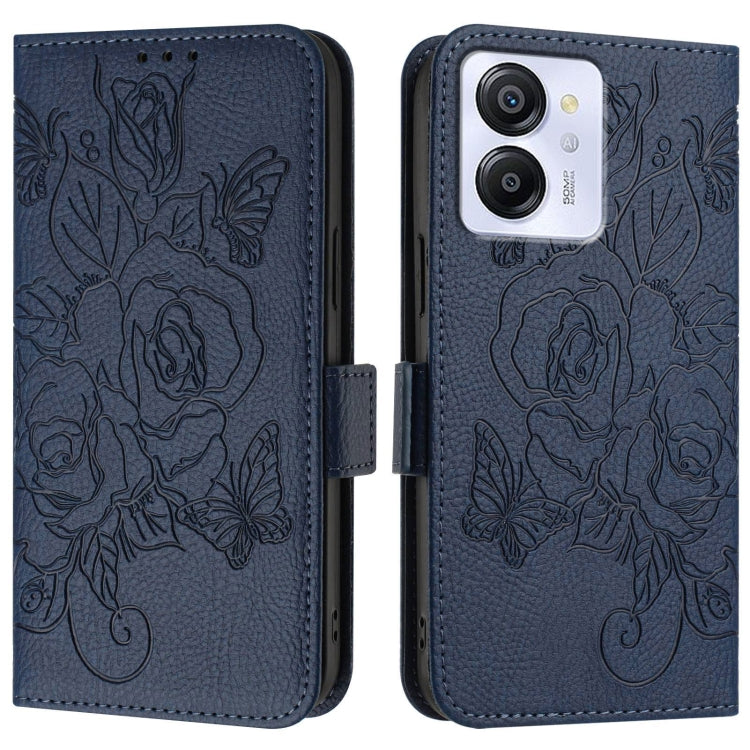For Blackview Color 8 / Oscal Modern 8 Embossed Rose RFID Anti-theft Leather Phone Case(Dark Blue) - More Brand by PMC TechLife | Online Shopping South Africa | PMC TechLife | Buy Now Pay Later Mobicred