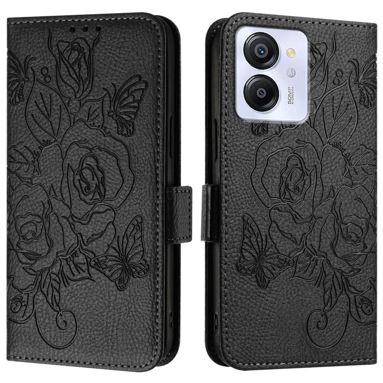 For Blackview Color 8 / Oscal Modern 8 Embossed Rose RFID Anti-theft Leather Phone Case(Black) - More Brand by PMC TechLife | Online Shopping South Africa | PMC TechLife | Buy Now Pay Later Mobicred