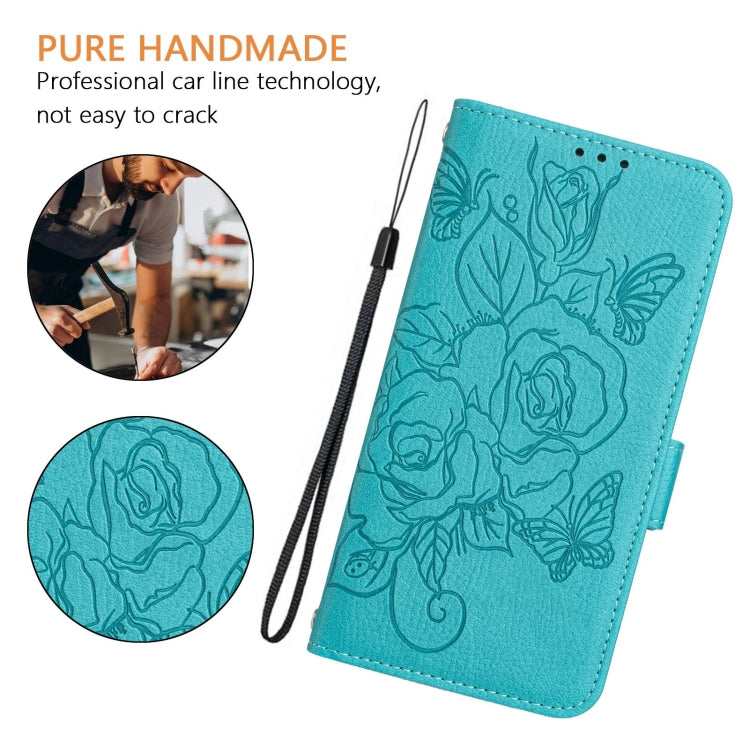 For Blackview WAVE 6C Embossed Rose RFID Anti-theft Leather Phone Case(Light Blue) - More Brand by PMC TechLife | Online Shopping South Africa | PMC TechLife | Buy Now Pay Later Mobicred