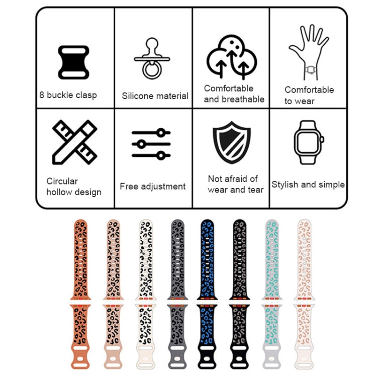 For Apple Watch Series 6 40mm Concave Leopard Printed Silicone Watch Band(Black Blue) - Watch Bands by PMc TechLife | Online Shopping South Africa | PMc TechLife | Buy Now Pay Later Mobicred
