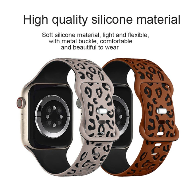 For Apple Watch Series 6 40mm Concave Leopard Printed Silicone Watch Band(Black Blue) - Watch Bands by PMc TechLife | Online Shopping South Africa | PMc TechLife | Buy Now Pay Later Mobicred