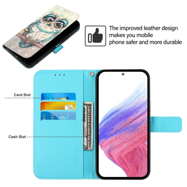 For Samsung Galaxy S25 5G 3D Painting Horizontal Flip Leather Phone Case(Grey Owl) - Galaxy S25 5G Cases by PMC Jewellery | Online Shopping South Africa | PMC Jewellery | Buy Now Pay Later Mobicred