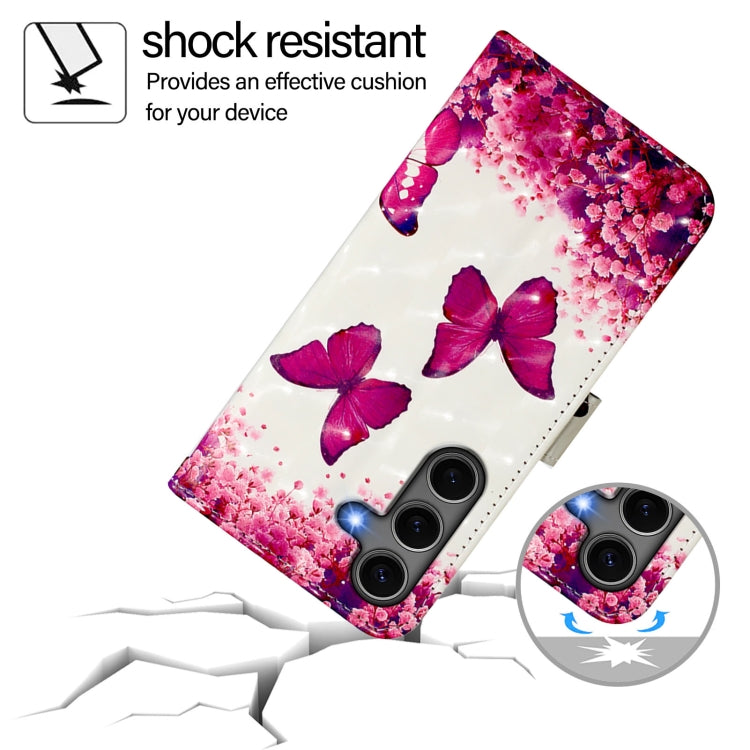 For Samsung Galaxy S25+ 5G 3D Painting Horizontal Flip Leather Phone Case(Rose Butterfly) - Galaxy S25+ 5G Cases by PMC Jewellery | Online Shopping South Africa | PMC Jewellery | Buy Now Pay Later Mobicred
