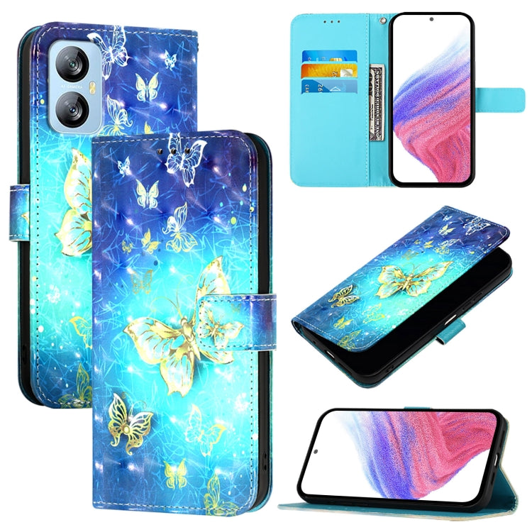 For Blackview A52 3D Painting Horizontal Flip Leather Phone Case(Golden Butterfly) - More Brand by PMC TechLife | Online Shopping South Africa | PMC TechLife | Buy Now Pay Later Mobicred