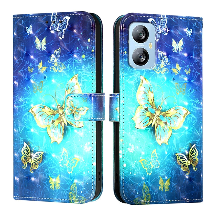For Blackview A52 3D Painting Horizontal Flip Leather Phone Case(Golden Butterfly) - More Brand by PMC TechLife | Online Shopping South Africa | PMC TechLife | Buy Now Pay Later Mobicred