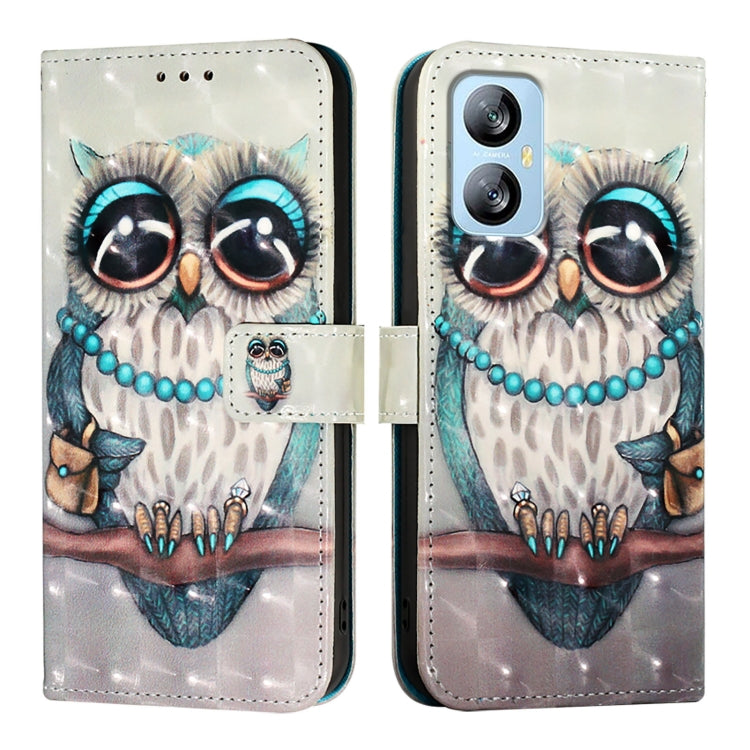 For Blackview A52 3D Painting Horizontal Flip Leather Phone Case(Grey Owl) - More Brand by PMC TechLife | Online Shopping South Africa | PMC TechLife | Buy Now Pay Later Mobicred