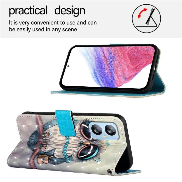 For Blackview A52 3D Painting Horizontal Flip Leather Phone Case(Grey Owl) - More Brand by PMC TechLife | Online Shopping South Africa | PMC TechLife | Buy Now Pay Later Mobicred