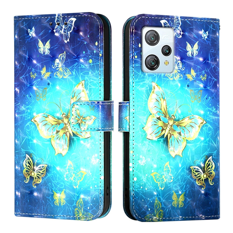 For Blackview A53 3D Painting Horizontal Flip Leather Phone Case(Golden Butterfly) - More Brand by PMC TechLife | Online Shopping South Africa | PMC TechLife | Buy Now Pay Later Mobicred