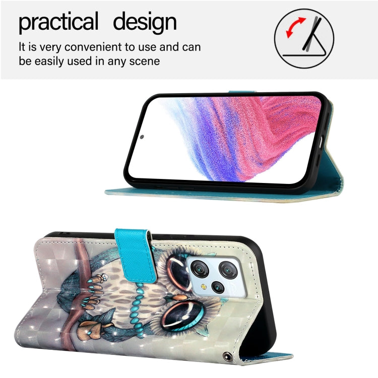 For Blackview A53 3D Painting Horizontal Flip Leather Phone Case(Grey Owl) - More Brand by PMC TechLife | Online Shopping South Africa | PMC TechLife | Buy Now Pay Later Mobicred