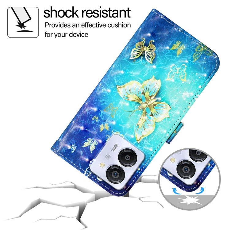 For Blackview Color 8 3D Painting Horizontal Flip Leather Phone Case(Golden Butterfly) - More Brand by PMC TechLife | Online Shopping South Africa | PMC TechLife | Buy Now Pay Later Mobicred