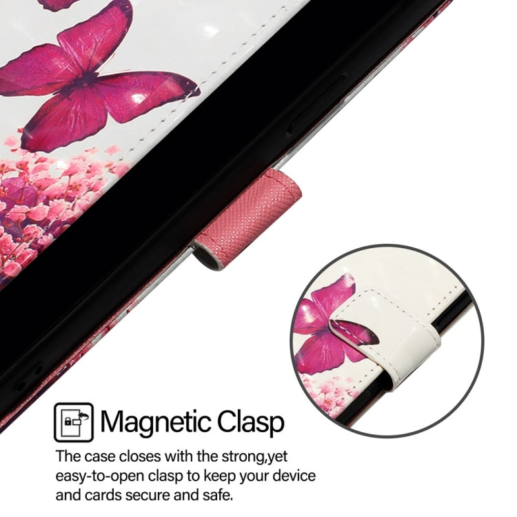 For Blackview Color 8 3D Painting Horizontal Flip Leather Phone Case(Rose Butterfly) - More Brand by PMC TechLife | Online Shopping South Africa | PMC TechLife | Buy Now Pay Later Mobicred