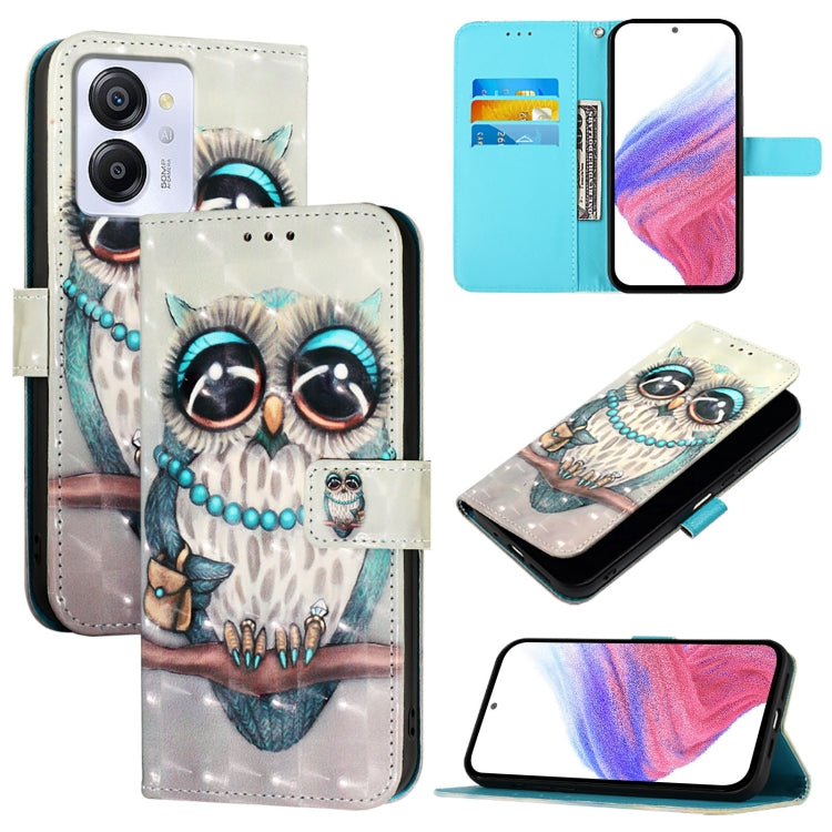 For Blackview Color 8 3D Painting Horizontal Flip Leather Phone Case(Grey Owl) - More Brand by PMC TechLife | Online Shopping South Africa | PMC TechLife | Buy Now Pay Later Mobicred