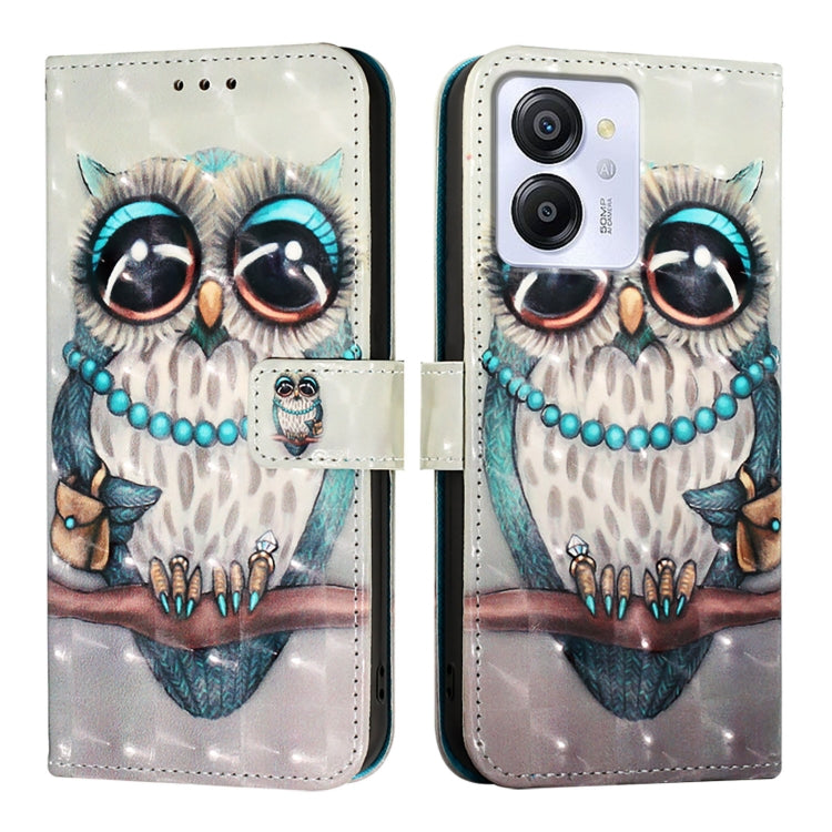 For Blackview Color 8 3D Painting Horizontal Flip Leather Phone Case(Grey Owl) - More Brand by PMC TechLife | Online Shopping South Africa | PMC TechLife | Buy Now Pay Later Mobicred