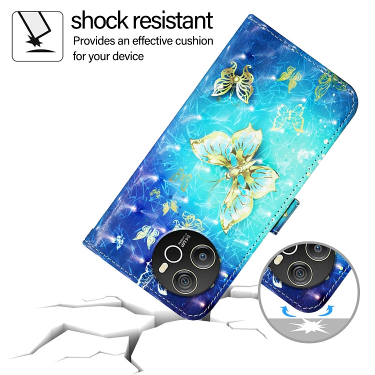 For Blackview Shark 8 3D Painting Horizontal Flip Leather Phone Case(Golden Butterfly) - More Brand by PMC TechLife | Online Shopping South Africa | PMC TechLife | Buy Now Pay Later Mobicred