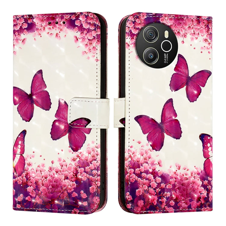 For Blackview Shark 8 3D Painting Horizontal Flip Leather Phone Case(Rose Butterfly) - More Brand by PMC TechLife | Online Shopping South Africa | PMC TechLife | Buy Now Pay Later Mobicred