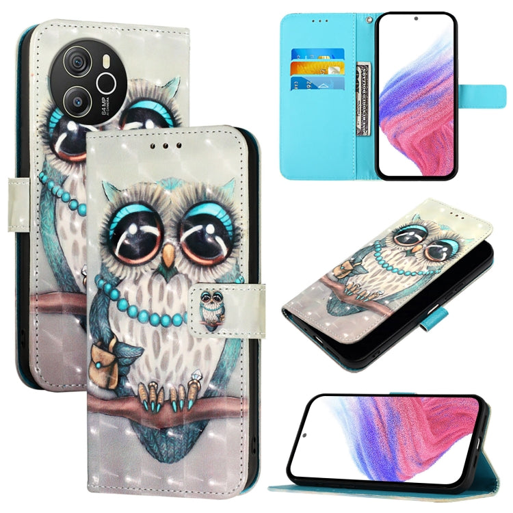 For Blackview Shark 8 3D Painting Horizontal Flip Leather Phone Case(Grey Owl) - More Brand by PMC TechLife | Online Shopping South Africa | PMC TechLife | Buy Now Pay Later Mobicred