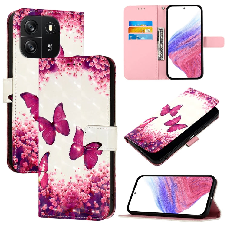 For Blackview Wave 6C 3D Painting Horizontal Flip Leather Phone Case(Rose Butterfly) - More Brand by PMC TechLife | Online Shopping South Africa | PMC TechLife | Buy Now Pay Later Mobicred