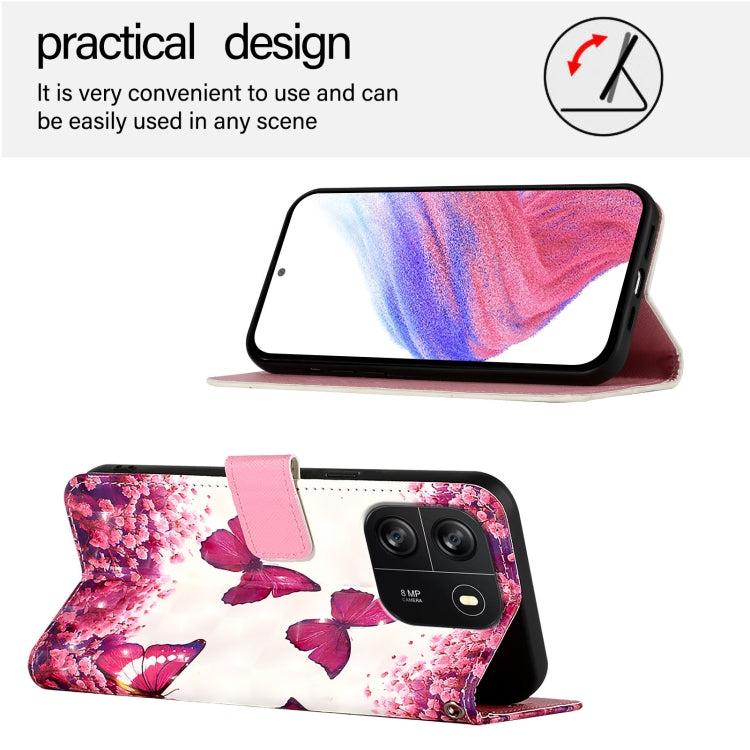 For Blackview Wave 6C 3D Painting Horizontal Flip Leather Phone Case(Rose Butterfly) - More Brand by PMC TechLife | Online Shopping South Africa | PMC TechLife | Buy Now Pay Later Mobicred