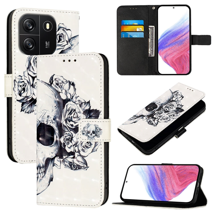 For Blackview Wave 6C 3D Painting Horizontal Flip Leather Phone Case(Skull) - More Brand by PMC TechLife | Online Shopping South Africa | PMC TechLife | Buy Now Pay Later Mobicred