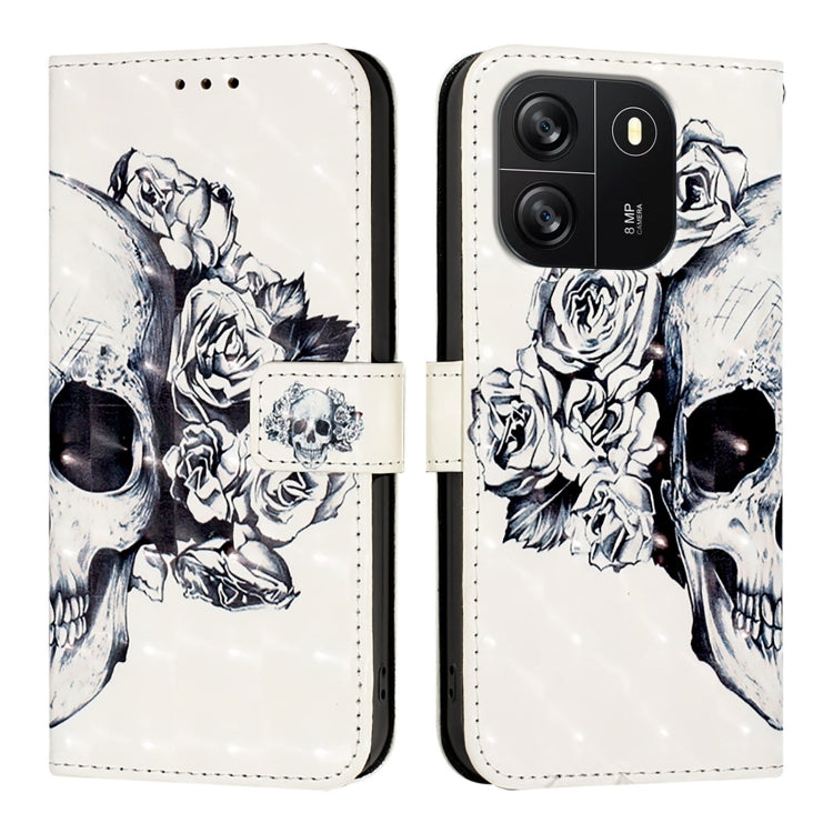 For Blackview Wave 6C 3D Painting Horizontal Flip Leather Phone Case(Skull) - More Brand by PMC TechLife | Online Shopping South Africa | PMC TechLife | Buy Now Pay Later Mobicred