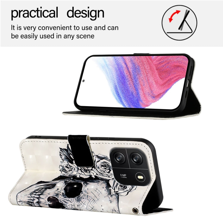 For Blackview Wave 6C 3D Painting Horizontal Flip Leather Phone Case(Skull) - More Brand by PMC TechLife | Online Shopping South Africa | PMC TechLife | Buy Now Pay Later Mobicred