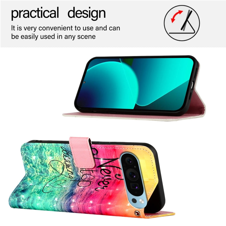For Google Pixel 9 3D Painting Horizontal Flip Leather Phone Case(Chasing Dreams) - Google Cases by PMC TechLife | Online Shopping South Africa | PMC TechLife | Buy Now Pay Later Mobicred