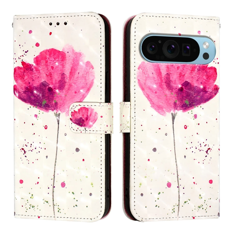 For Google Pixel 9 3D Painting Horizontal Flip Leather Phone Case(Flower) - Google Cases by PMC TechLife | Online Shopping South Africa | PMC TechLife | Buy Now Pay Later Mobicred