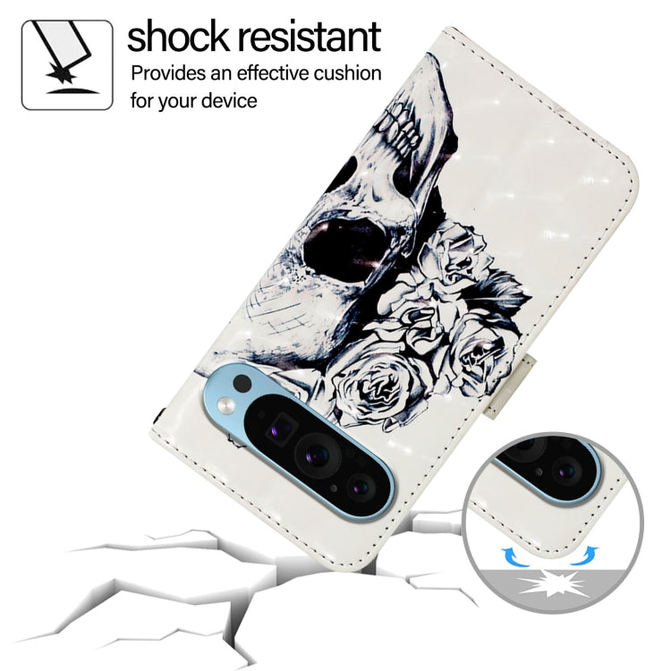 For Google Pixel 9 / 9 Pro 3D Painting Horizontal Flip Leather Phone Case(Skull) - free shipping - PMC TechLife - Order now!
